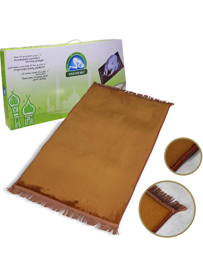 Comfortable prayer mat with extra foam layerlight brown