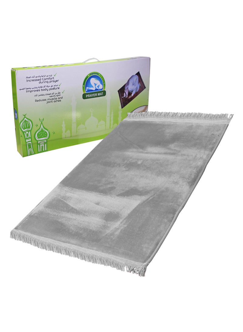 Memory foam prayer mat with a silky feelgrey