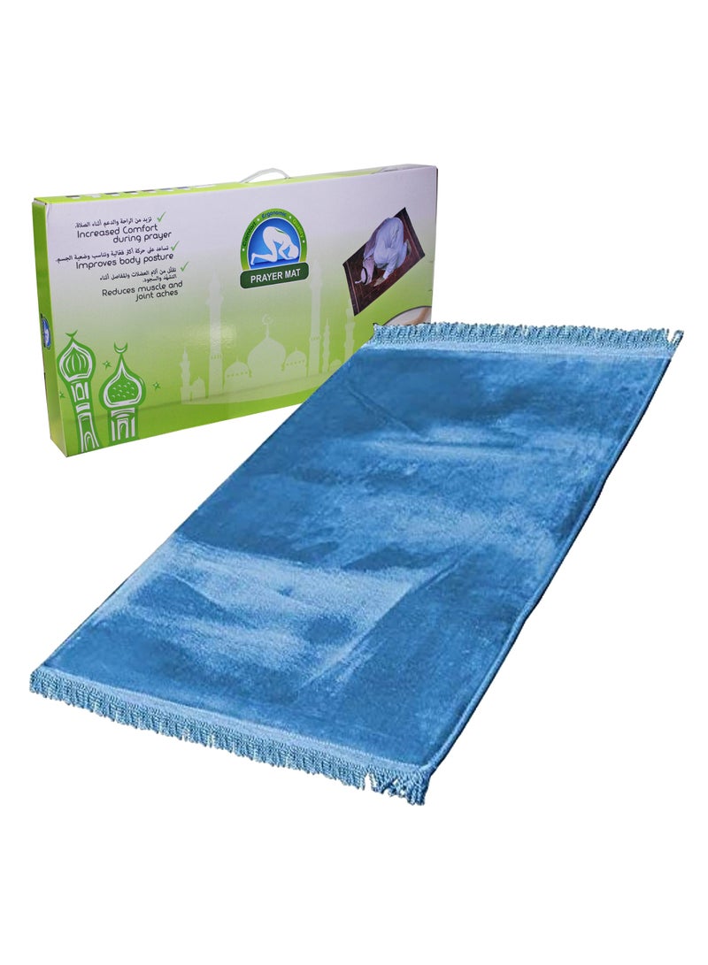 Memory foam prayer mat with a silky feel blue