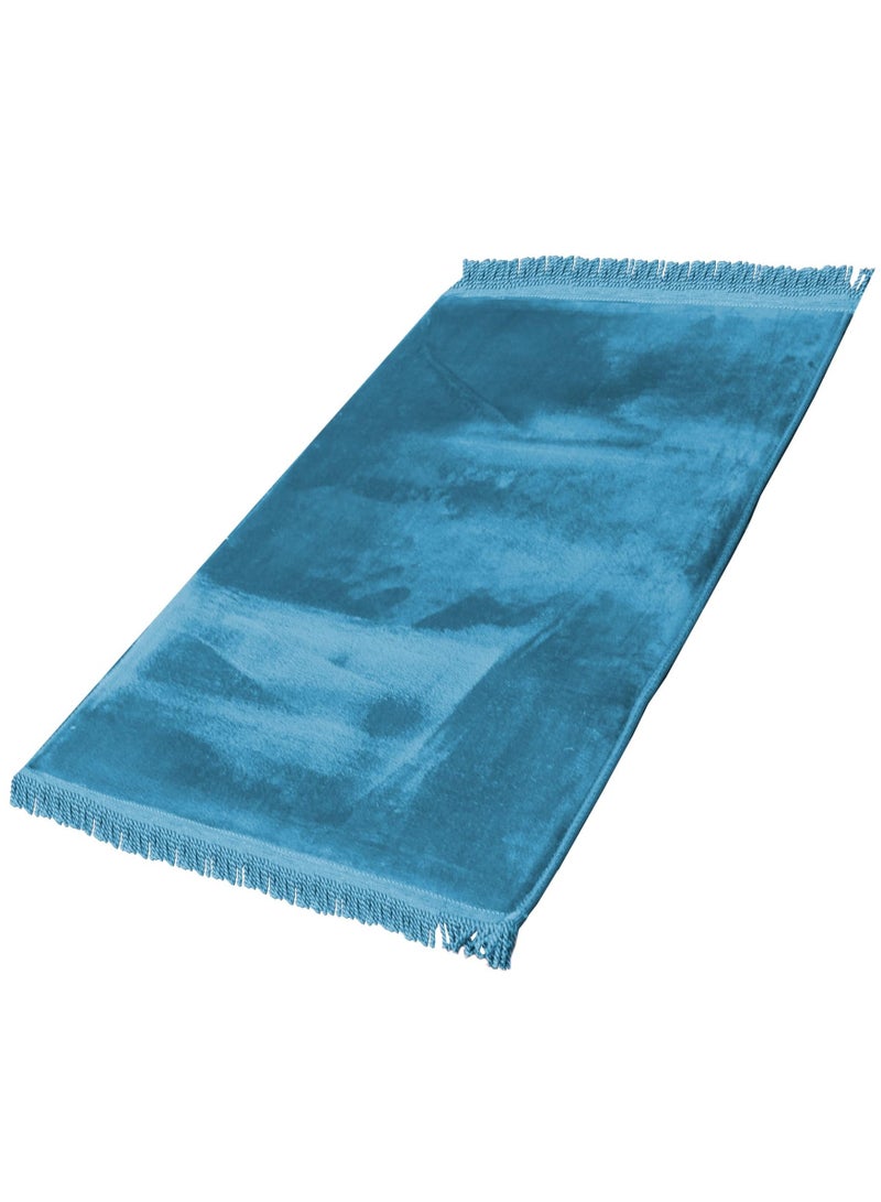 Memory foam prayer mat with a silky feel blue