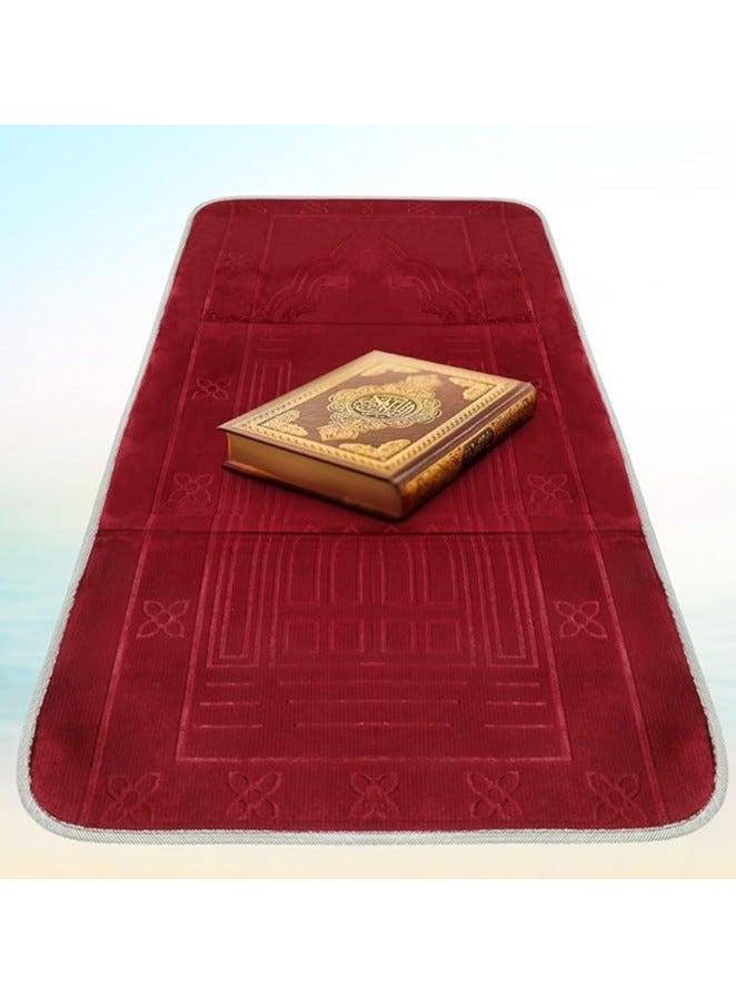 Timgle Foldable prayer_mats  Prayer Rug with Backrest Folding Meditation Chair with Storage Bag Soft Meditation Rug Praying Mat Praying Carpet for Rest Men Women Prayer Ramadan Eid, Muslim Gift (Red)