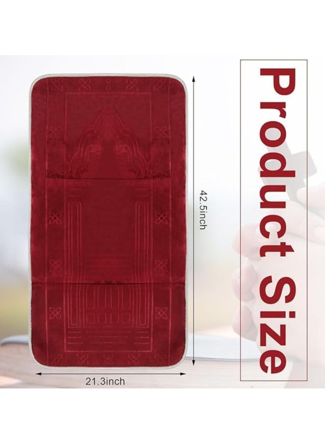 Timgle Foldable prayer_mats  Prayer Rug with Backrest Folding Meditation Chair with Storage Bag Soft Meditation Rug Praying Mat Praying Carpet for Rest Men Women Prayer Ramadan Eid, Muslim Gift (Red)