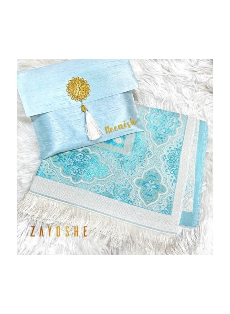 Prayer Rug With Pouch – Cyan Blue