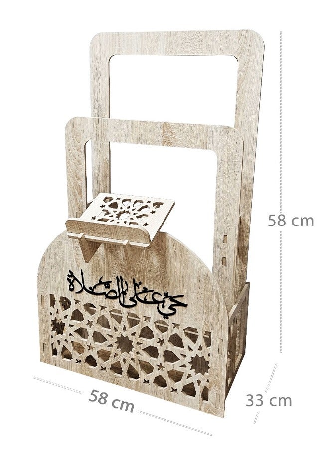 Elegant Cream Ramadan Prayer Mat and Quran Holder with Arabic Calligraphy for Home and Office Decor, Stylish, Space-Saving, Water and Fireproof Design with Lightweight Convenience