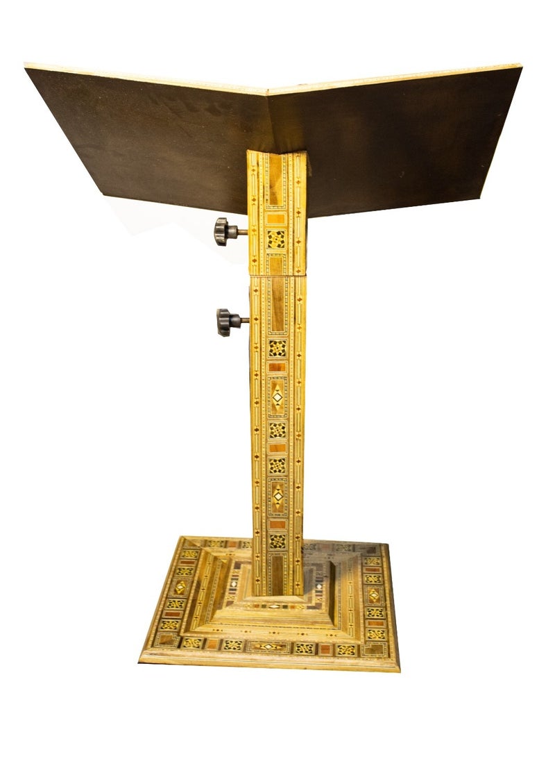 This Quran stand is decorated with intricate and elegant Damascene mosaic patterns Medium size
