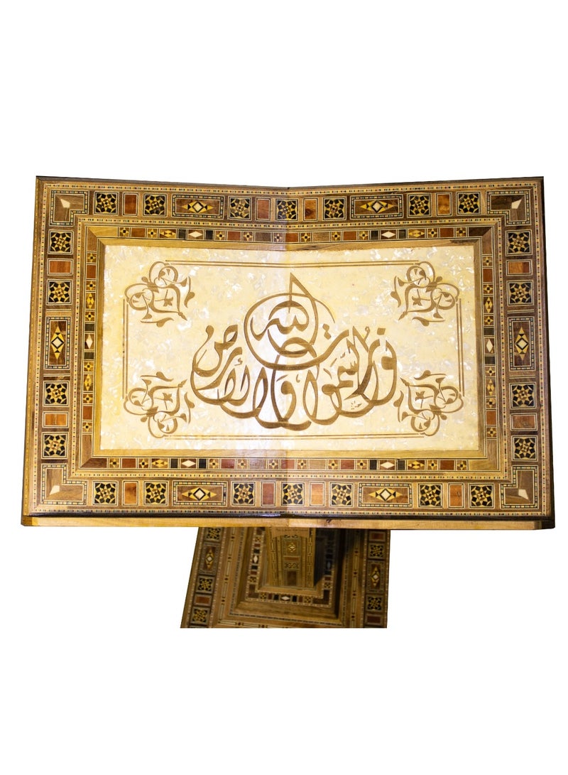This Quran stand is decorated with intricate and elegant Damascene mosaic patterns Medium size