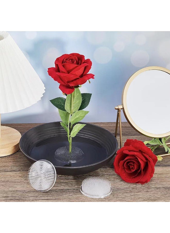 3PCS Flower Frogs Plastic Floral Vase Round Clear Arranger Tool Pin Holder Japanese Arranging Plant Decoration Fixed Supplies With Bottom Home DIY Craft