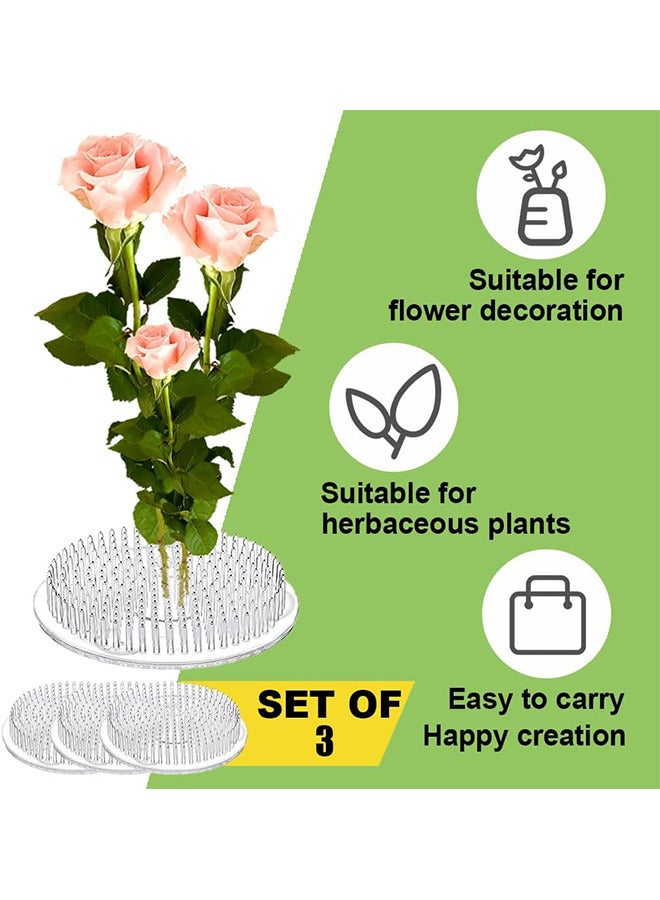 3PCS Flower Frogs Plastic Floral Vase Round Clear Arranger Tool Pin Holder Japanese Arranging Plant Decoration Fixed Supplies With Bottom Home DIY Craft