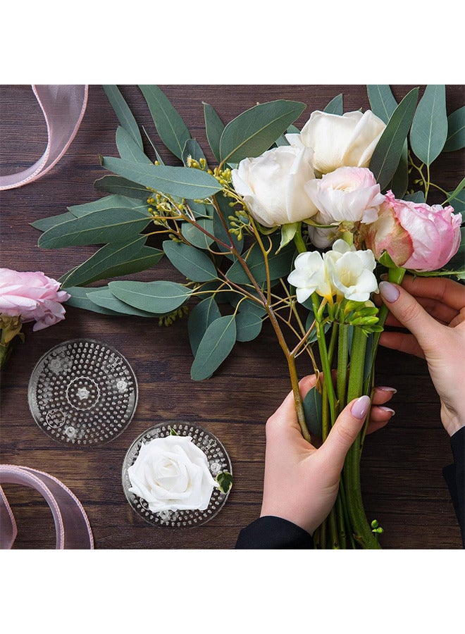 3PCS Flower Frogs Plastic Floral Vase Round Clear Arranger Tool Pin Holder Japanese Arranging Plant Decoration Fixed Supplies With Bottom Home DIY Craft