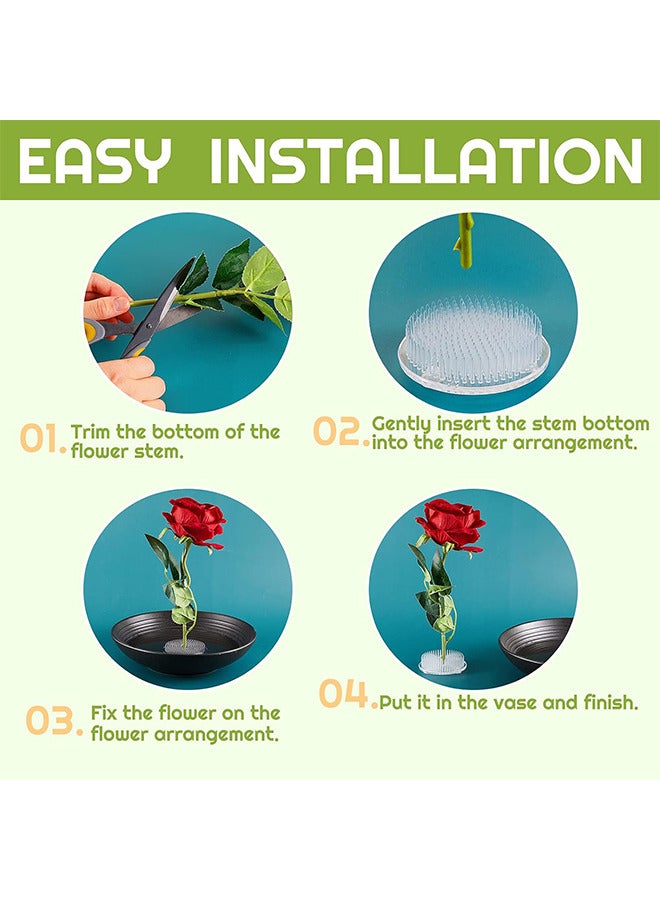 3PCS Flower Frogs Plastic Floral Vase Round Clear Arranger Tool Pin Holder Japanese Arranging Plant Decoration Fixed Supplies With Bottom Home DIY Craft