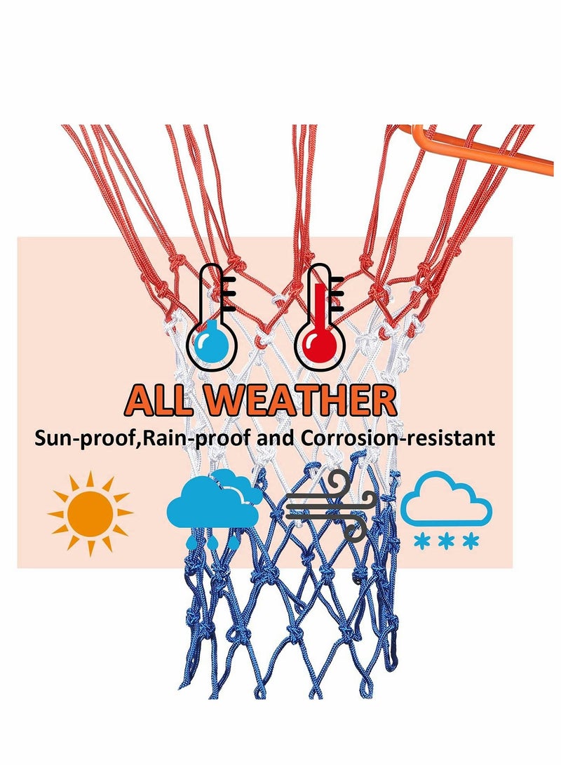 Basketball Net Replacement, 2 Packs, Durable 5.0mm Polyester for Indoor and Outdoor Courts, Weather-Resistant, Standard Size