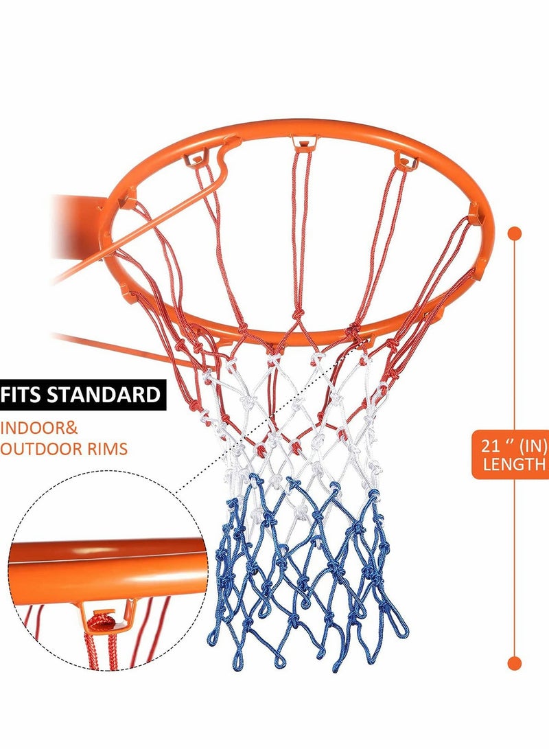 Basketball Net Replacement, 2 Packs, Durable 5.0mm Polyester for Indoor and Outdoor Courts, Weather-Resistant, Standard Size