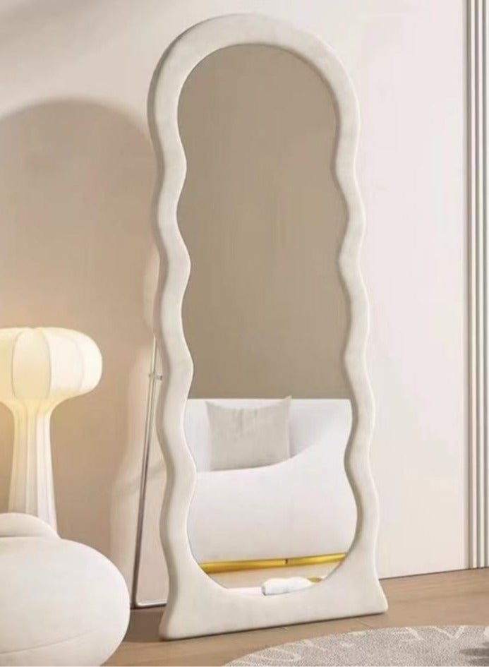 Fashion Style Floor Mirrors Wave Shape Dressing Full Length Mirror For Living Room