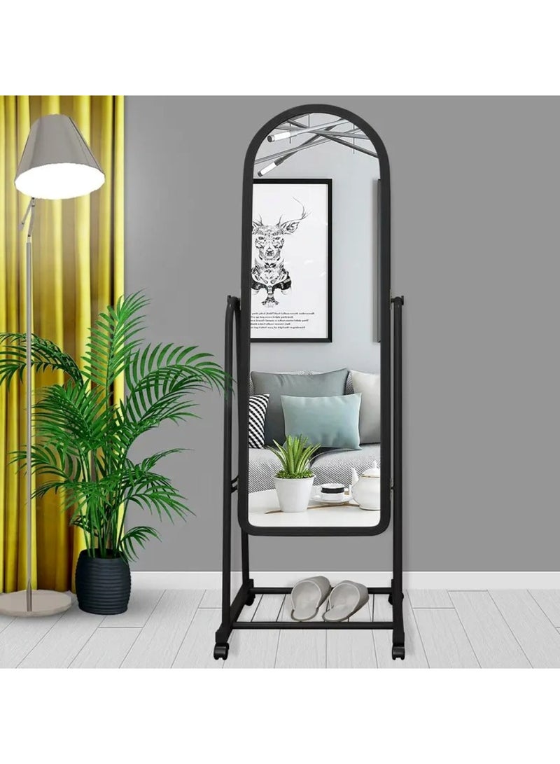 Elegant Reflections Floor Mounted Mirror with Installation Kit Black 126x46x8.5cm 4kg