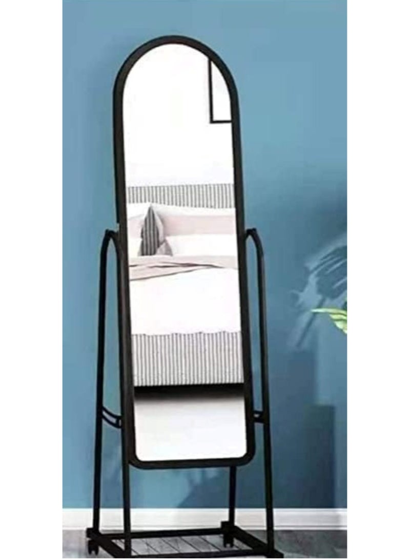 Elegant Reflections Floor Mounted Mirror with Installation Kit Black 126x46x8.5cm 4kg