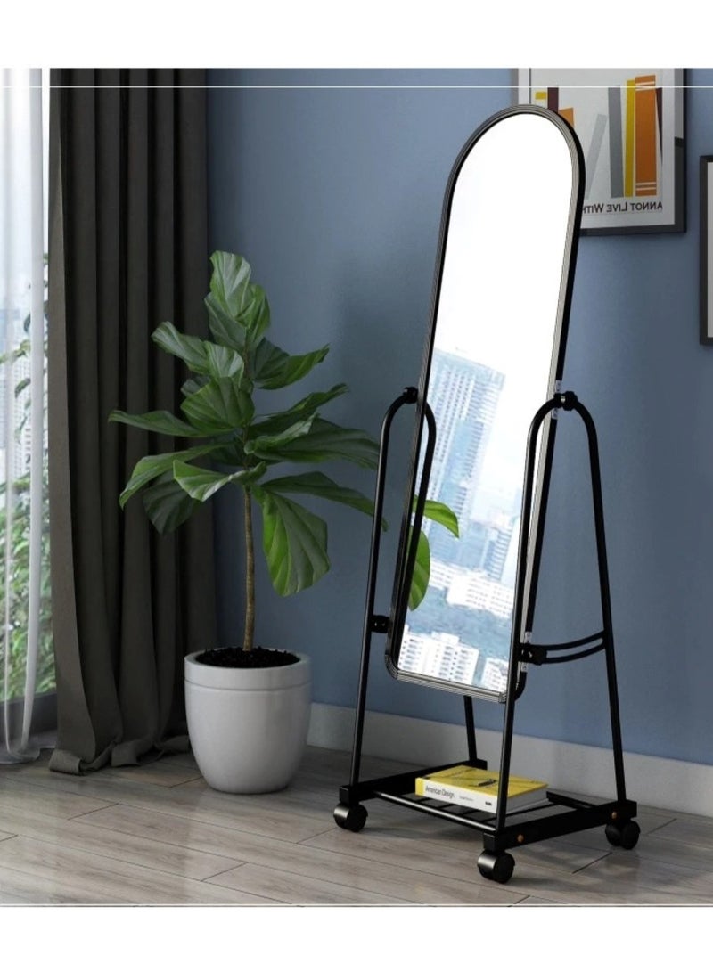 Elegant Reflections Floor Mounted Mirror with Installation Kit Black 126x46x8.5cm 4kg