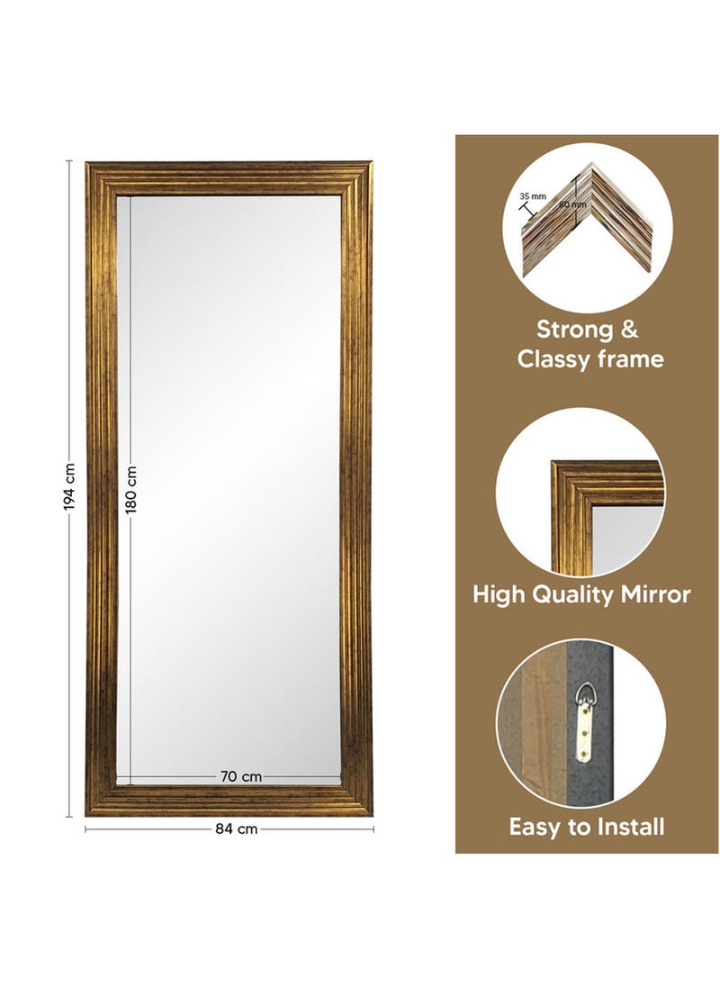 70*180 Strong Full Length Dressing Large Rectangle Mirror for Bedroom Wall-Mounted PVC Thick Frame Gold