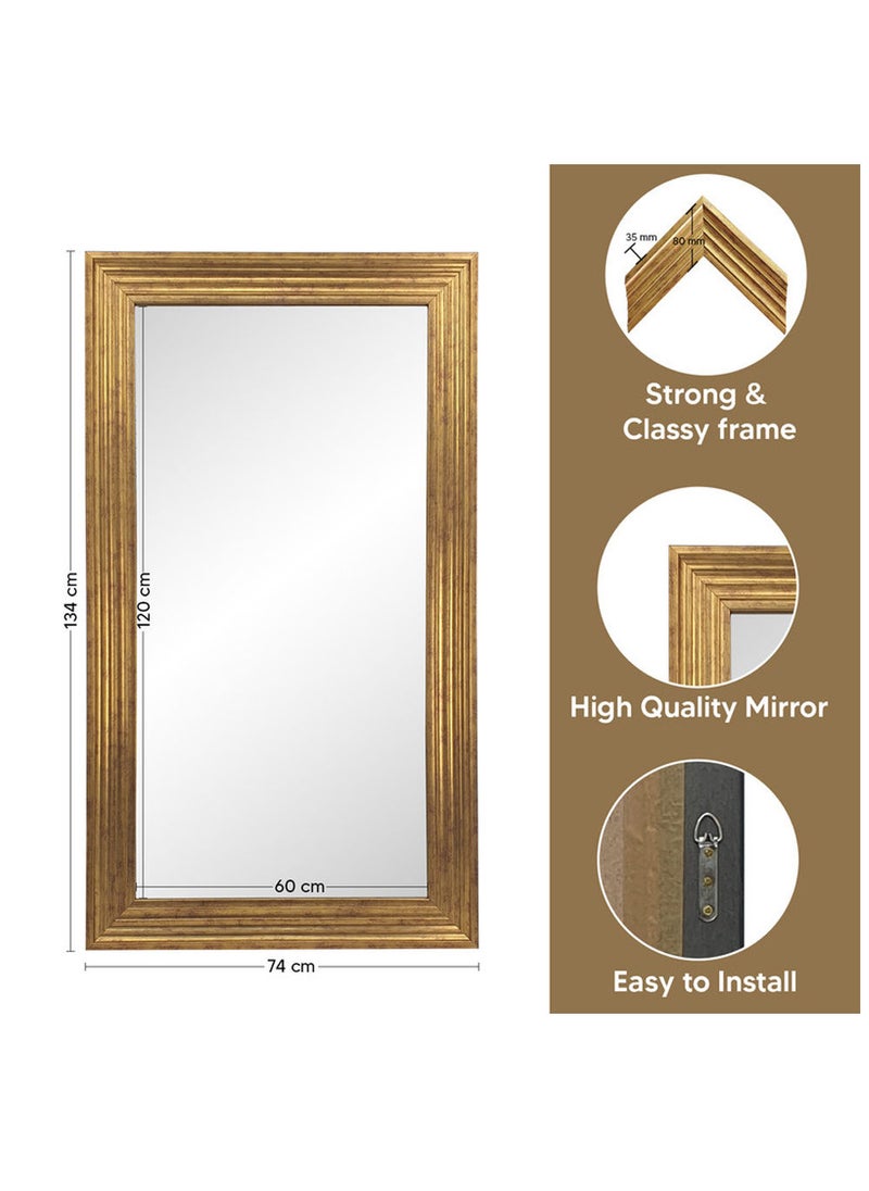 Strong Full Length Dressing Large Rectangle Mirror for Bedroom Wall-Mounted PVC Thick Frame Gold