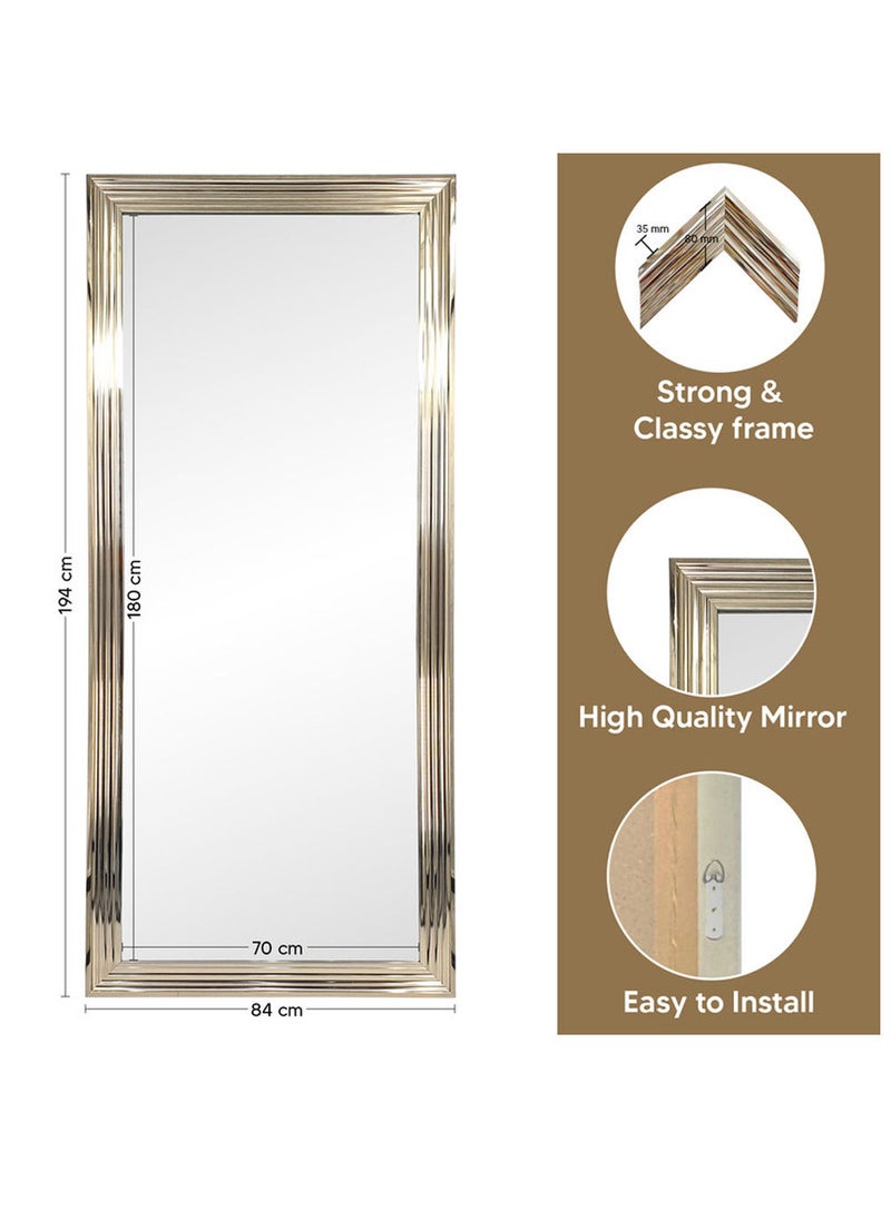 70*180cm Strong Full Length Dressing Large Rectangle Mirror for Bedroom Wall-Mounted PVC Thick Frame Silver