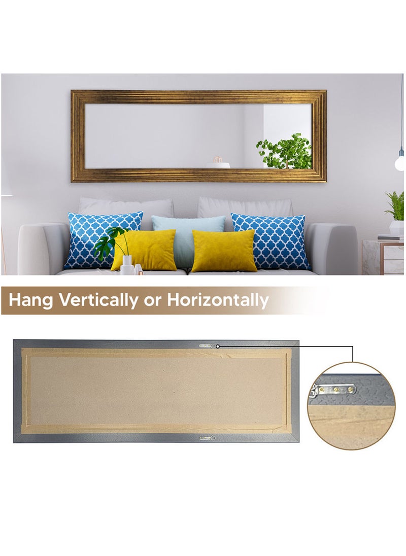 Strong Full Length Dressing Large Rectangle Mirror for Bedroom Wall-Mounted PVC Thick Frame Gold