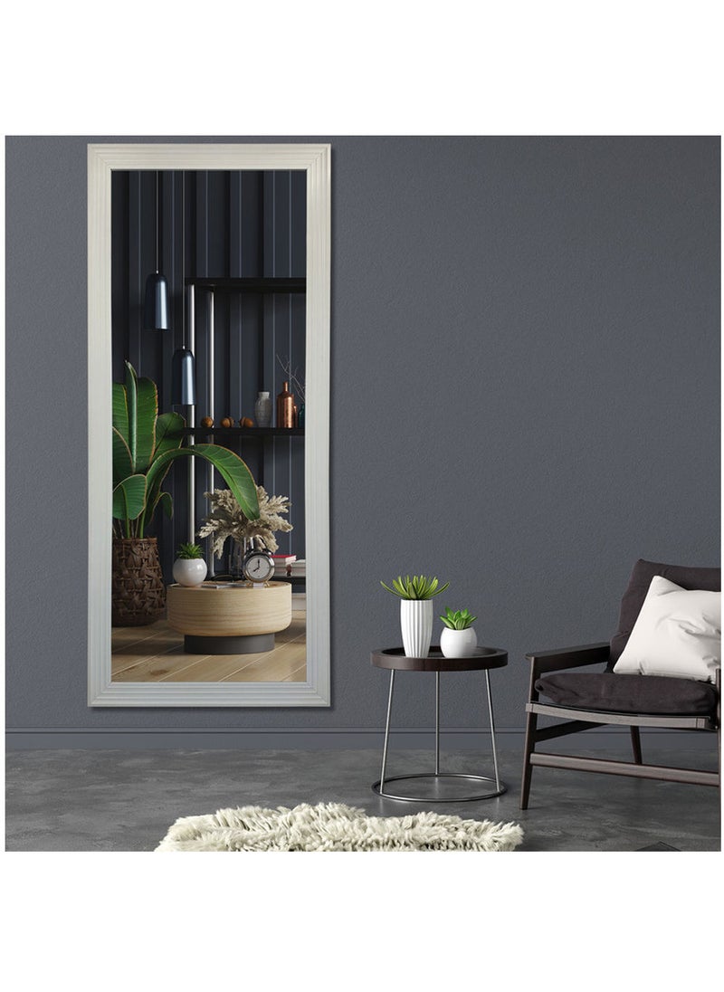 Strong Full-Length Dressing Mirror 75x175cm | Large Rectangular Wall-Mounted Mirror for Bedroom, Living Room, Foyer | Thick PVC Frame for Durability & Modern Home Décor - White