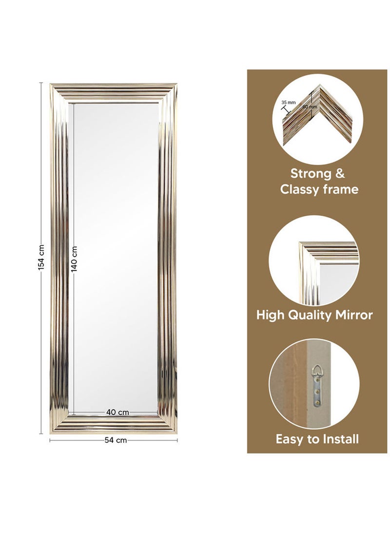 Strong Full Length Dressing Large Rectangle Mirror for Bedroom Wall-Mounted PVC Thick Frame Silver