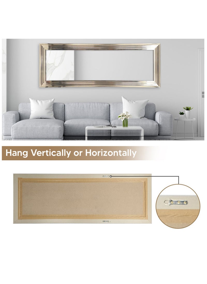 Strong Full Length Dressing Large Rectangle Mirror for Bedroom Wall-Mounted PVC Thick Frame Silver