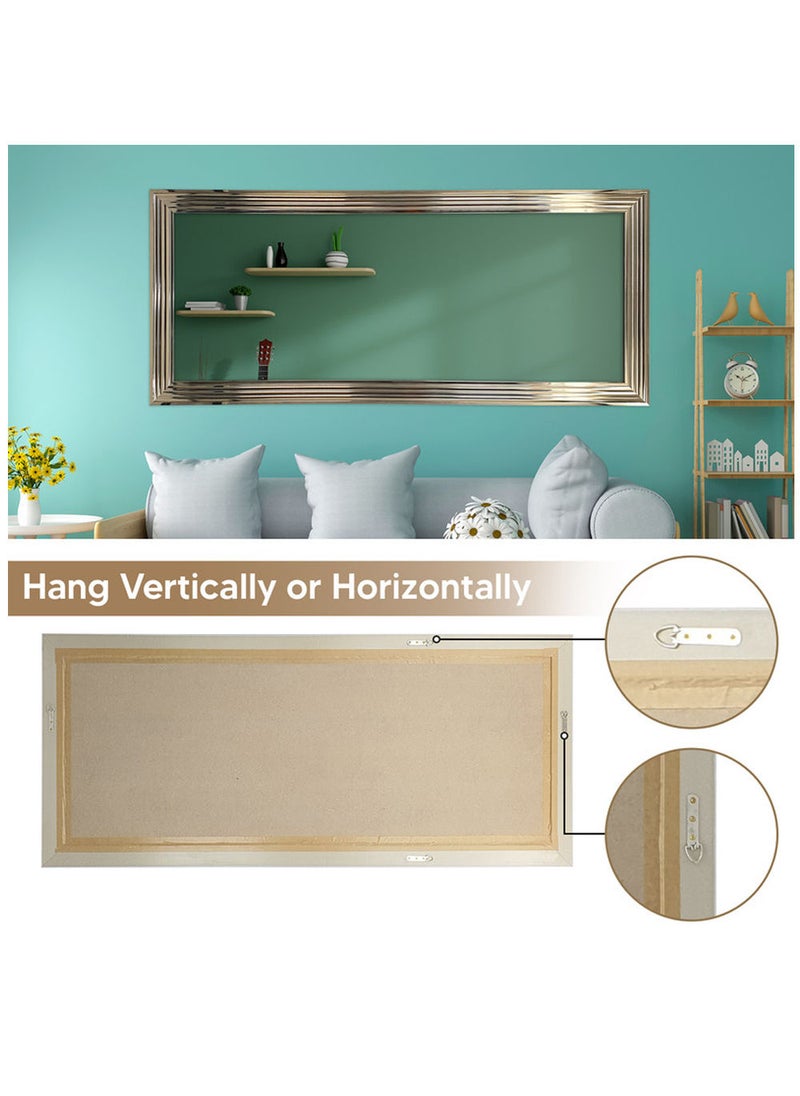 Strong Full-Length Dressing Mirror 75x175cm | Large Rectangular Wall-Mounted Mirror for Bedroom, Living Room, Foyer | Thick PVC Frame for Durability & Modern Home Décor - Silver