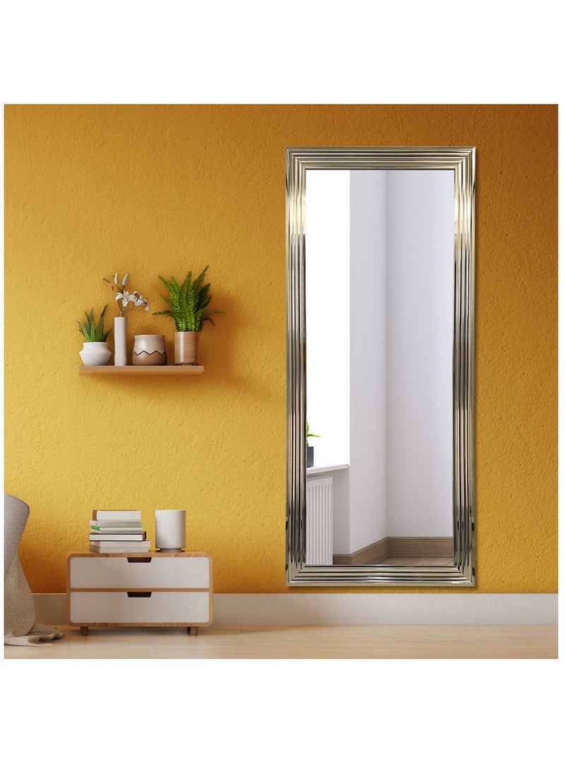 Strong Full-Length Dressing Mirror 75x175cm | Large Rectangular Wall-Mounted Mirror for Bedroom, Living Room, Foyer | Thick PVC Frame for Durability & Modern Home Décor - Silver