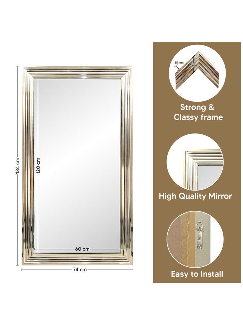 60*120cm Inner Size Strong Full Length Dressing Large Rectangle Mirror for Bedroom Wall-Mounted PVC Thick Frame Silver