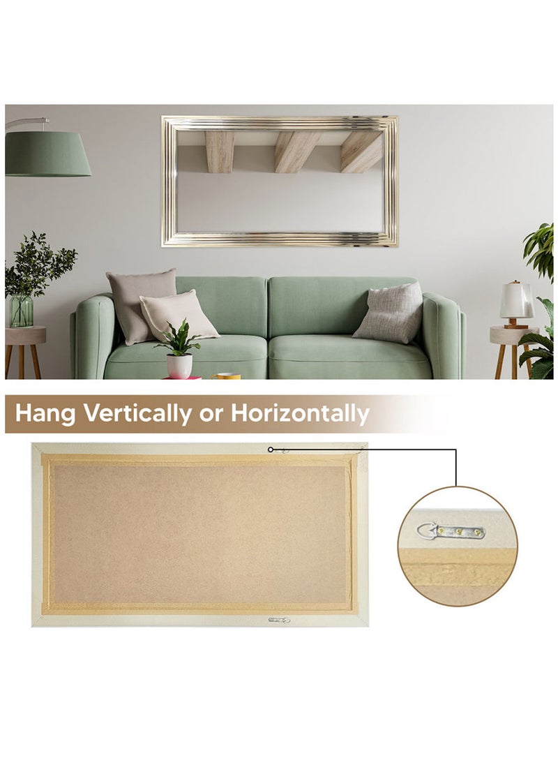 60*120cm Inner Size Strong Full Length Dressing Large Rectangle Mirror for Bedroom Wall-Mounted PVC Thick Frame Silver