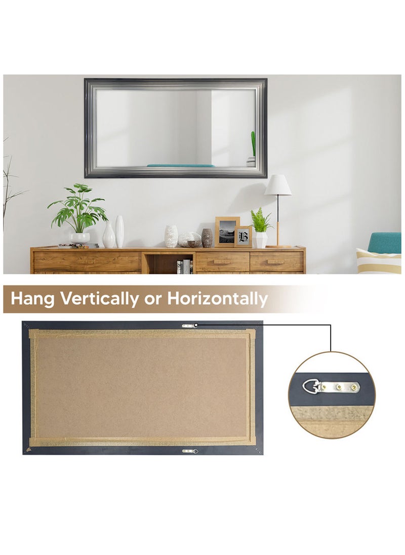 Strong Full Length Dressing Large Rectangle Mirror for Bedroom Wall-Mounted PVC Thick Frame Black/Silver