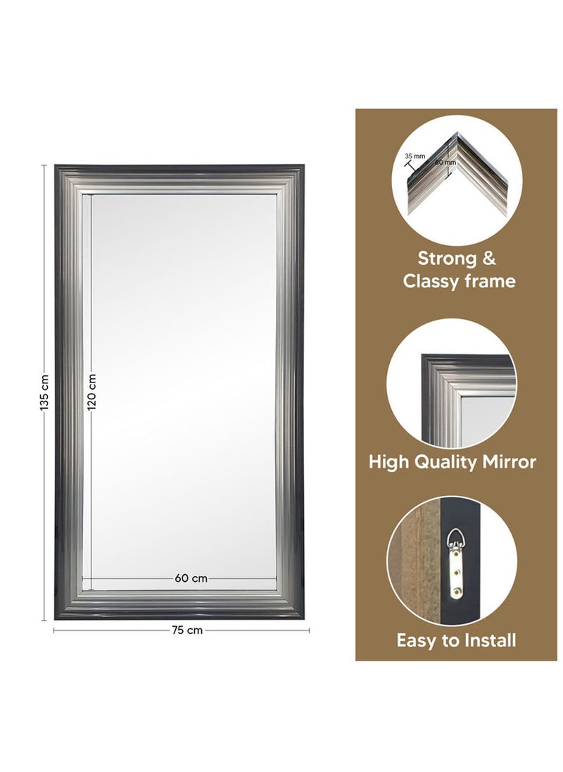 Strong Full Length Dressing Large Rectangle Mirror for Bedroom Wall-Mounted PVC Thick Frame Black/Silver