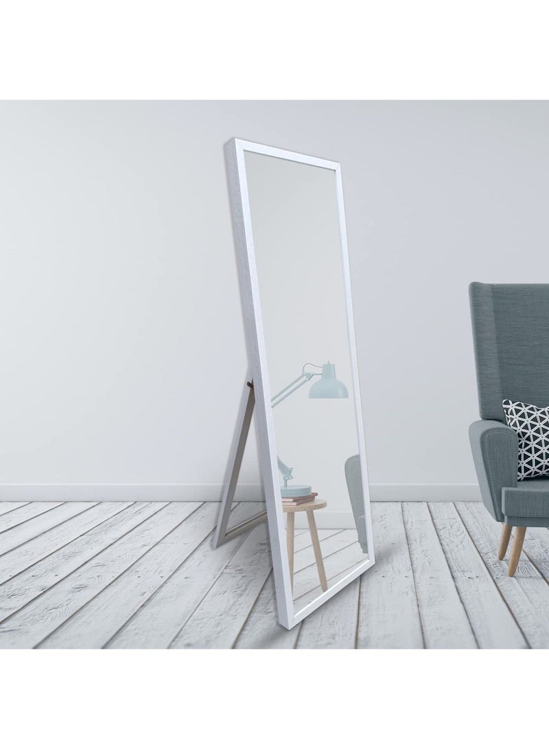 Full-Length Mirror – Large Rectangular Dressing Mirror with White PVC Frame, Wall-Mounted, Freestanding, or Leaning Floor Mirror for Bedroom, Closet, and Living Room