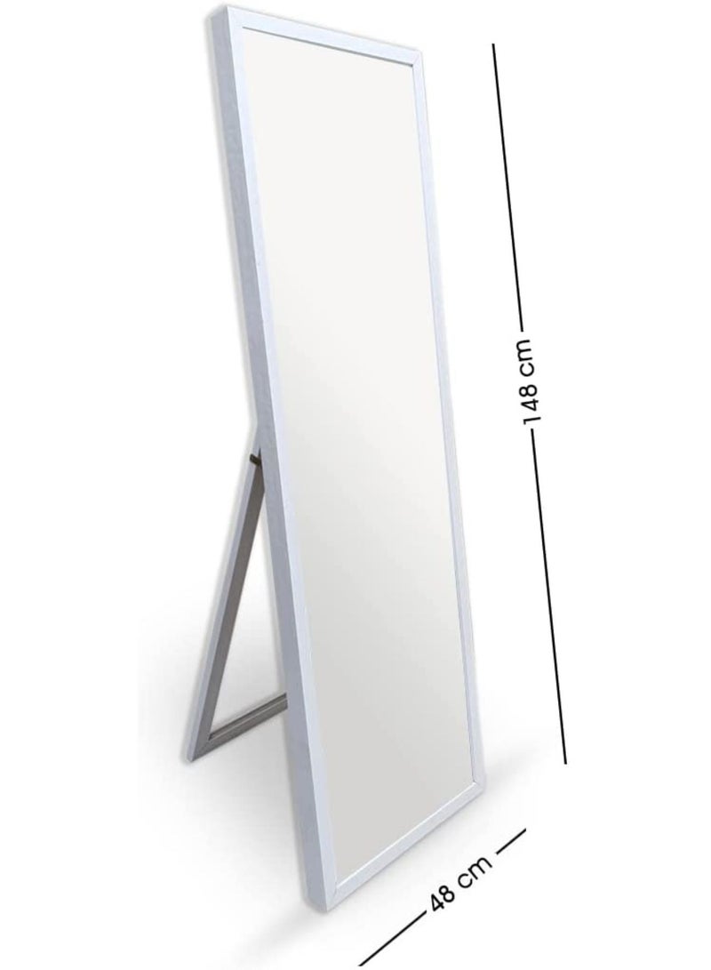 Full-Length Mirror – Large Rectangular Dressing Mirror with White PVC Frame, Wall-Mounted, Freestanding, or Leaning Floor Mirror for Bedroom, Closet, and Living Room