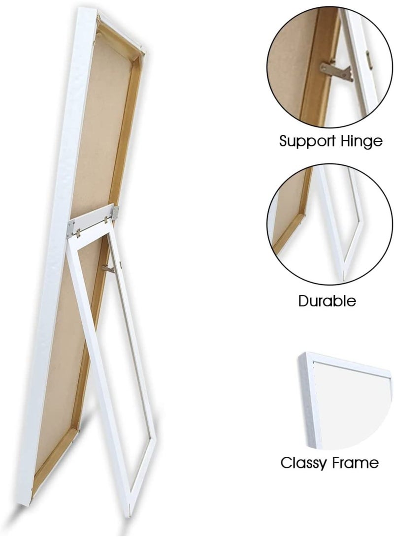 Full-Length Mirror – Large Rectangular Dressing Mirror with White PVC Frame, Wall-Mounted, Freestanding, or Leaning Floor Mirror for Bedroom, Closet, and Living Room
