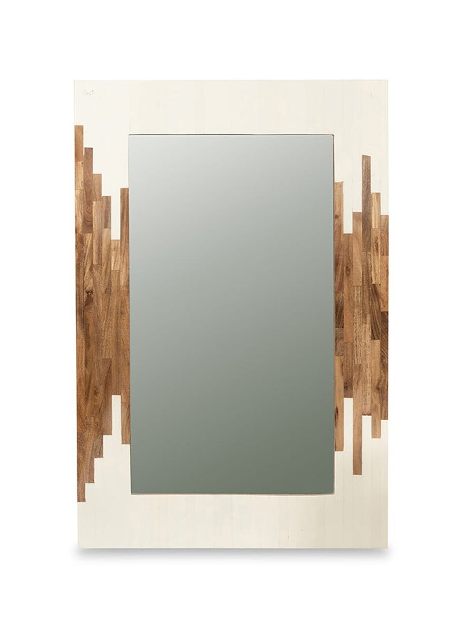 Piano Wall Mirror Frame, Brown & Off-White- 60x90 cm