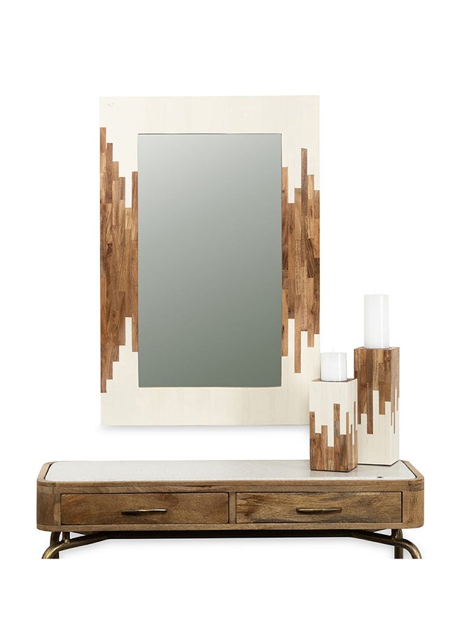 Piano Wall Mirror Frame, Brown & Off-White- 60x90 cm