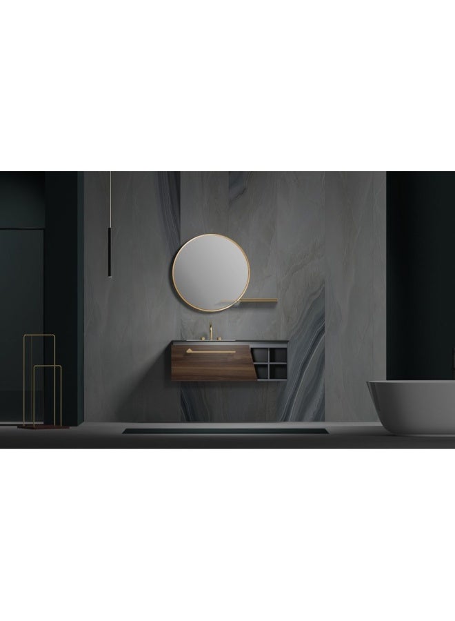 Milano Yang Vanity Cabinet W/Frame Less Mirror,S/S Shelf 1200*500*412 Washing Grey And Smokey Melamine