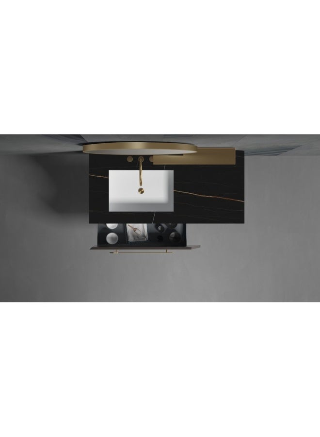 Milano Yang Vanity Cabinet W/Frame Less Mirror,S/S Shelf 1200*500*412 Washing Grey And Smokey Melamine