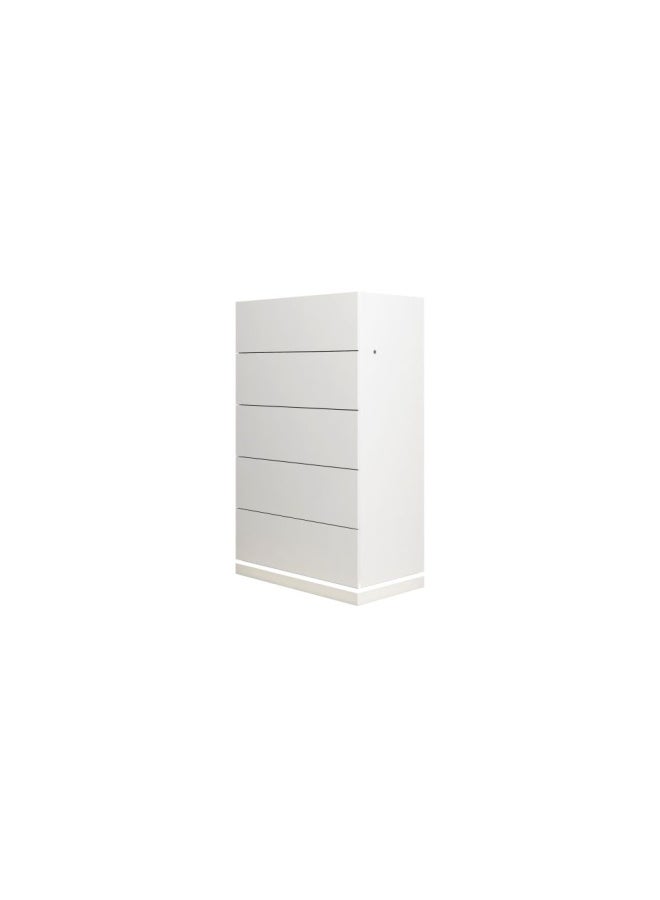 Sonya Chest of 5 Drawers with Jewelry Cabinet & Mirror at Top - White High Gloss - With 2-Year Warranty