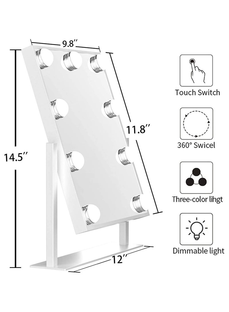 Lighted Vanity Mirror - Hollywood Style Makeup Vanity Mirror with Lights and Touch button,3 Color