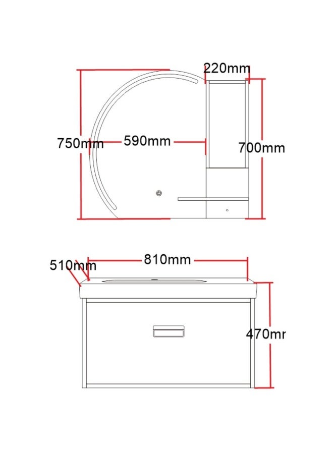 Milano Fenny Vanity Model No.Hs16437 810*520*470Mm (2Ctns/Set) - Made In China