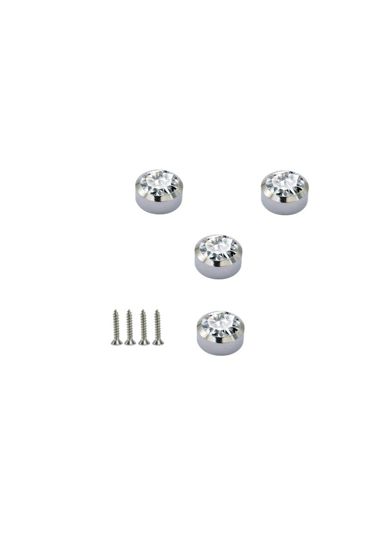 Chrome Plated Mirror Button, Round Crystal Mirror Cap Etc. 4 Pcs (25mm)