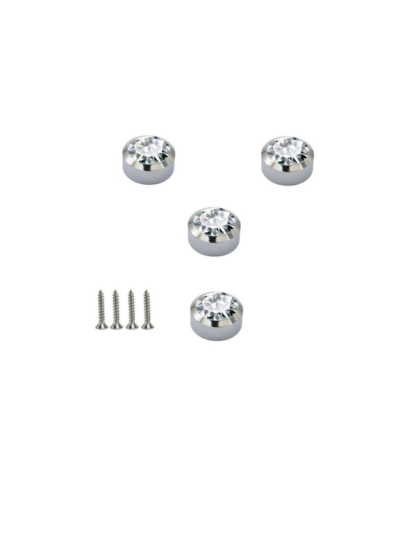 Chrome Plated Mirror Button, Round Crystal Mirror Cap Etc. 4 Pcs (25mm)