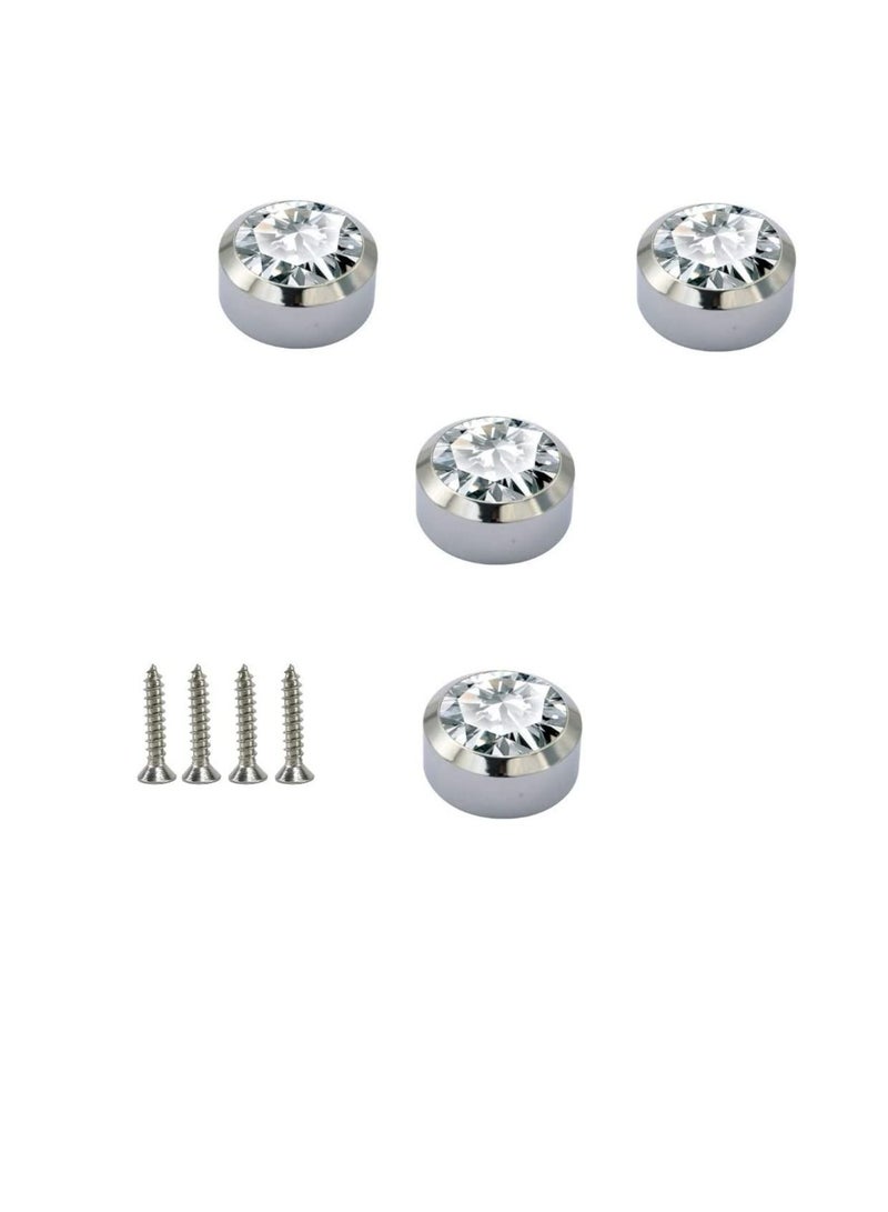 Chrome Plated Mirror Button, Round Crystal Mirror Cap Etc. 4 Pcs (19mm)