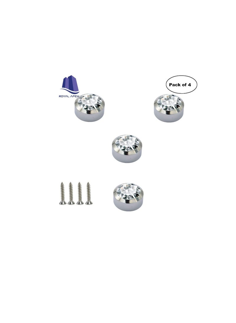 Chrome Plated Mirror Button, Round Crystal Mirror Cap Etc. 4 Pcs (19mm)