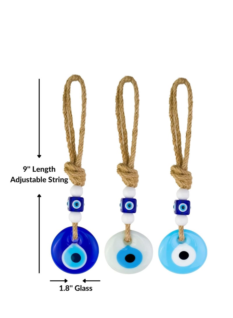 Evil Eye Car Hanging Ornament, Rear View Mirror Ornament Accessories, Turkish Greek Nazar Amulet, Good Luck Pendant,  for Car Window Door Rear View Mirror Accessories 3 pcs