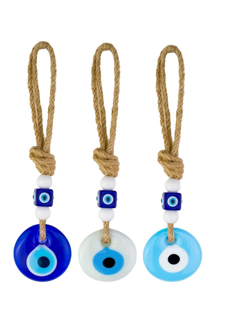 Evil Eye Car Hanging Ornament, Rear View Mirror Ornament Accessories, Turkish Greek Nazar Amulet, Good Luck Pendant,  for Car Window Door Rear View Mirror Accessories 3 pcs