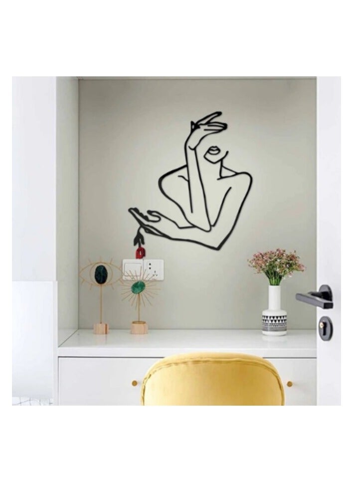 Luna Home Wall Mirror, Black, Stickers Beautiful Girl, Acrylic Wall Deco With Mirror Effect